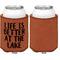 Lake House Cognac Leatherette Can Sleeve - Single Sided Front and Back