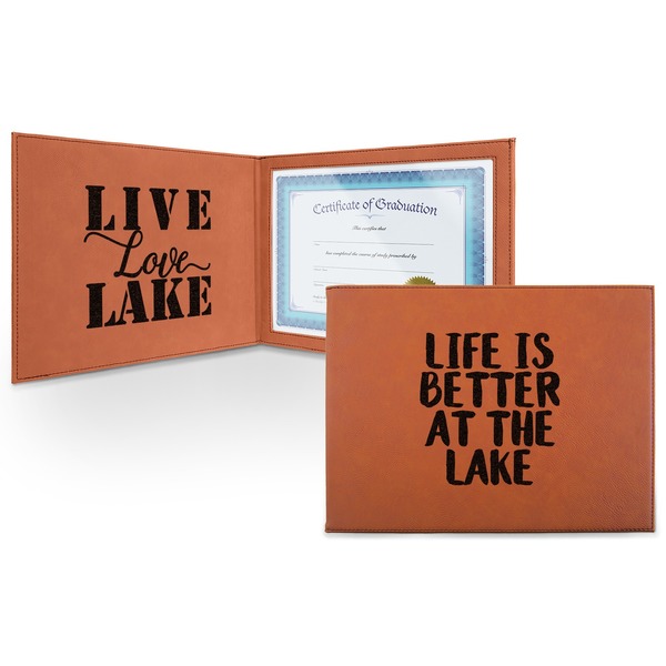 Custom Lake House Leatherette Certificate Holder (Personalized)