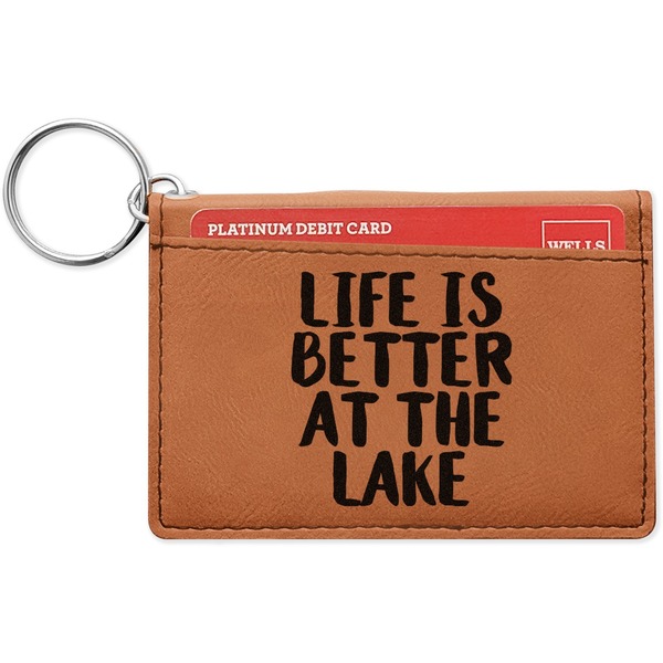 Custom Lake House Leatherette Keychain ID Holder - Single Sided (Personalized)