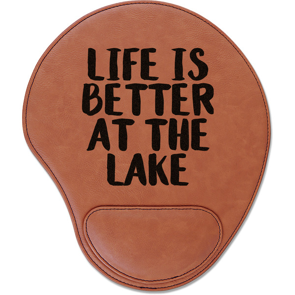 Custom Lake House Leatherette Mouse Pad with Wrist Support (Personalized)