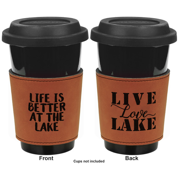 Lake House Cognac Leatherette Mug Sleeve - Double Sided Apvl