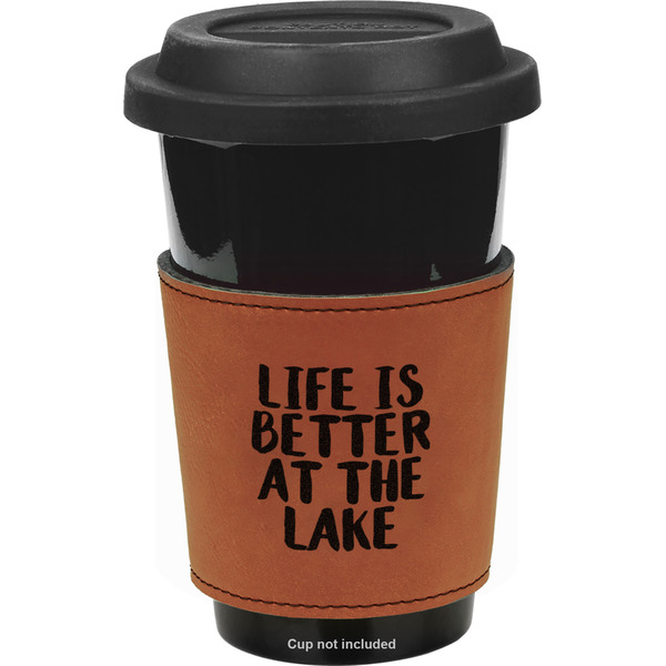 Custom Lake House Leatherette Cup Sleeve - Double Sided (Personalized)