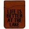 Lake House Cognac Leatherette Phone Wallet close up