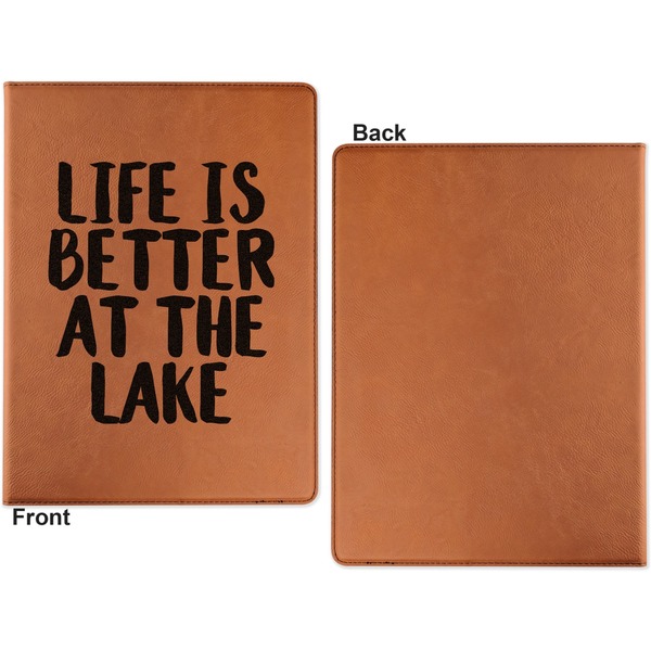 Lake House Cognac Leatherette Portfolios with Notepad - Large - Single Sided - Apvl