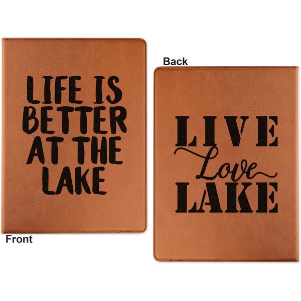 Lake House Cognac Leatherette Portfolios with Notepad - Small - Double Sided- Apvl