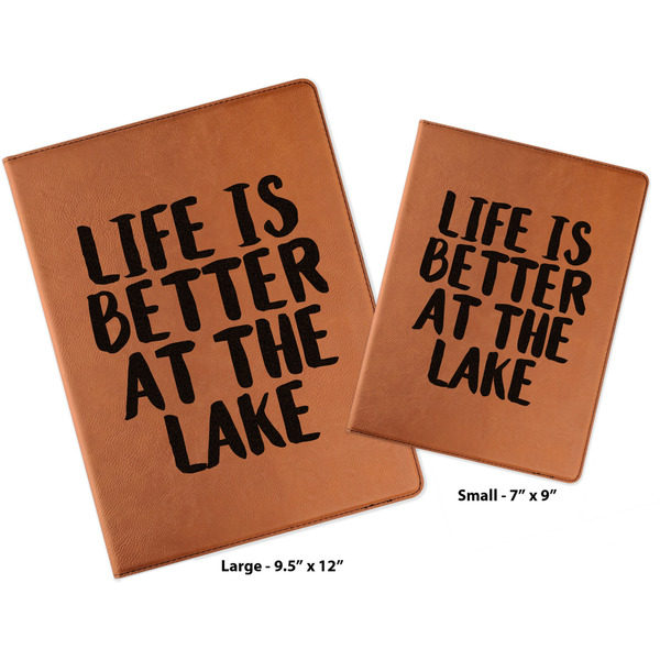 Lake House Cognac Leatherette Portfolios with Notepad - Compare Sizes