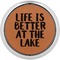 Lake House Cognac Leatherette Round Coasters w/ Silver Edge - Single