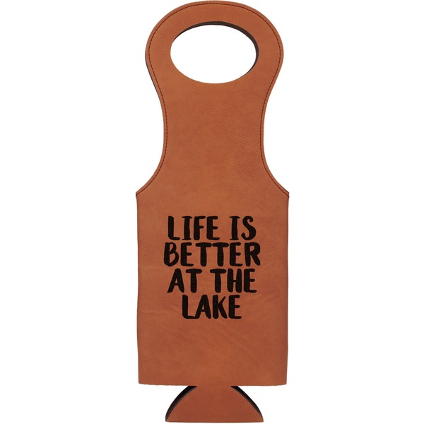 Custom Lake House Leatherette Wine Tote - Single Sided (Personalized)