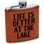 Lake House Leatherette Wrapped Stainless Steel Flask (Personalized)
