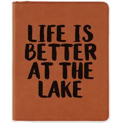 Lake House Leatherette Zipper Portfolio with Notepad - Single Sided (Personalized)