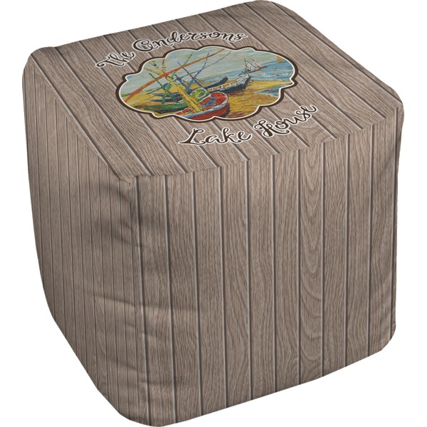 Custom Lake House Cube Pouf Ottoman - 18" (Personalized)