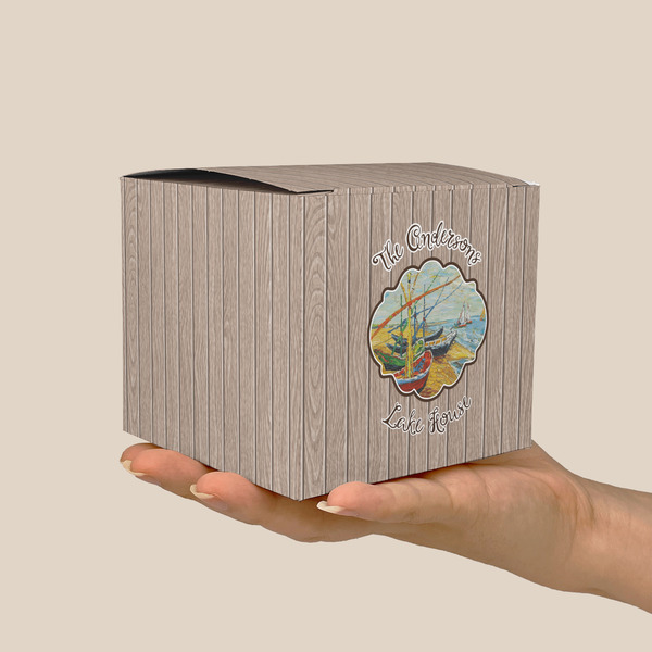 Lake House Cube Favor Gift Box - On Hand - Scale View
