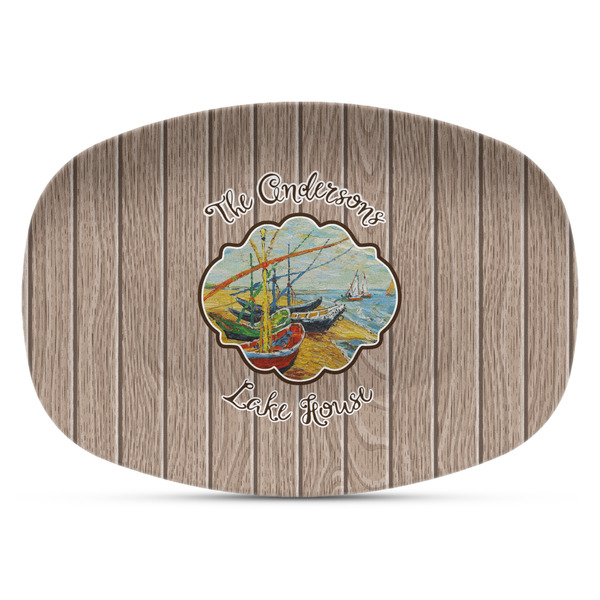 Custom Lake House Plastic Platter - Microwave & Oven Safe Composite Polymer (Personalized)