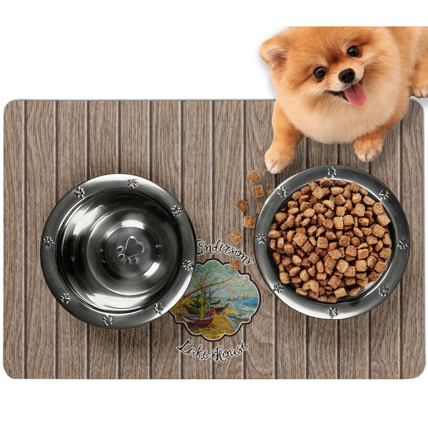 Custom Lake House Dog Food Mat - Small w/ Name or Text