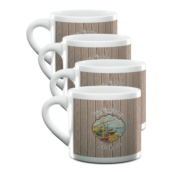 Custom Lake House Double Shot Espresso Cups - Set of 4 (Personalized)