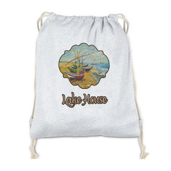 Custom Lake House Drawstring Backpack - Sweatshirt Fleece - Double Sided (Personalized)