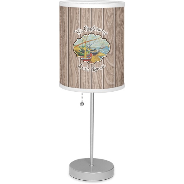 Custom Lake House Lamp with Drum Shade (Personalized)