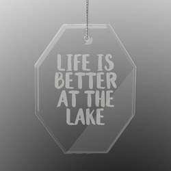 Lake House Engraved Glass Ornament - Octagon (Personalized)