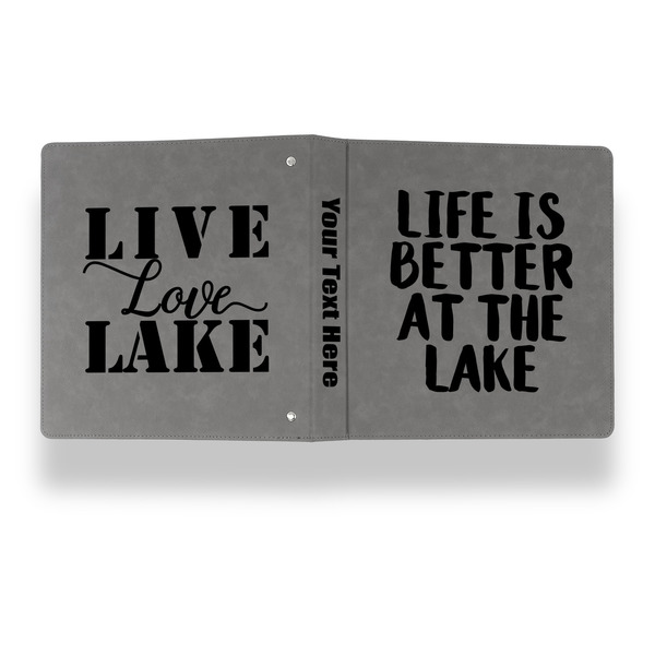 Lake House Leather Binder - 1" - Grey - Back Spine Front View