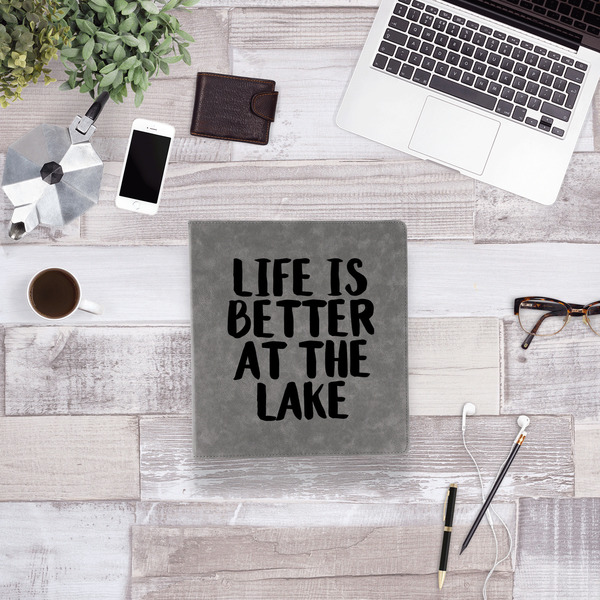 Lake House Leather Binder - 1" - Grey - Lifestyle View