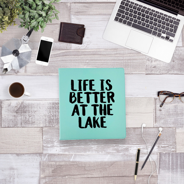 Lake House Leather Binder - 1" - Teal - Lifestyle View