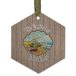 Lake House Flat Glass Ornament - Hexagon w/ Name or Text