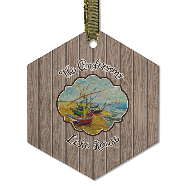 Custom Lake House Flat Glass Ornament - Hexagon w/ Name or Text