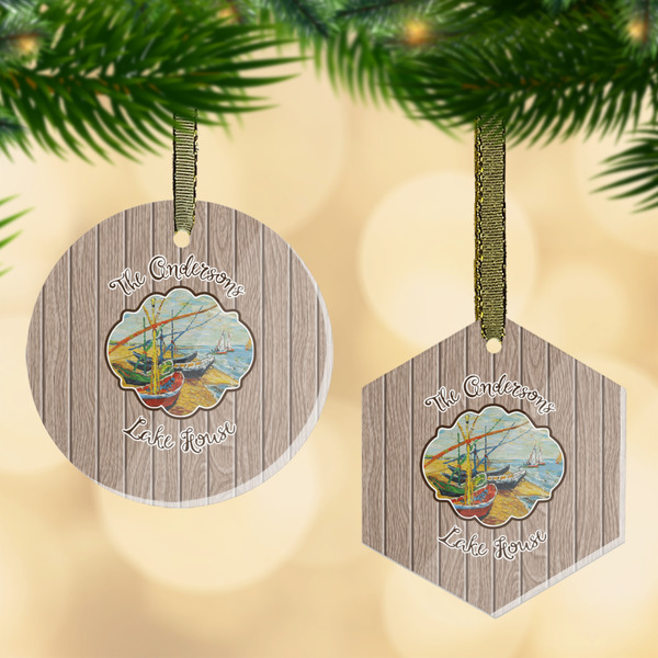 Custom Lake House Flat Glass Ornament w/ Name or Text