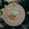 Lake House Frosted Glass Ornament - Round (Lifestyle)