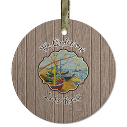 Lake House Flat Glass Ornament - Round w/ Name or Text