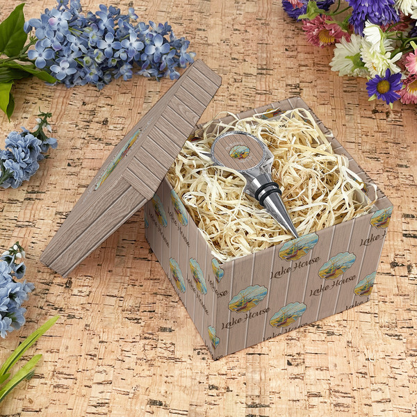 Lake House Gift Boxes with Lid - Canvas Wrapped - Medium - In Context