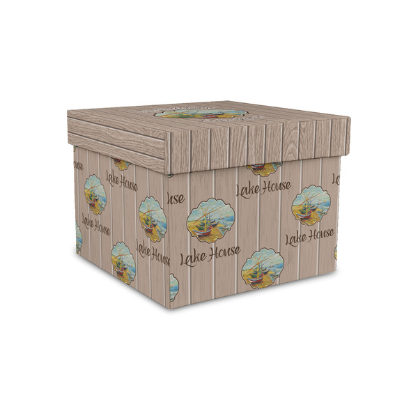 Lake House Gift Boxes with Lid - Canvas Wrapped - Small - Front/Main