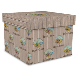 Lake House Gift Box with Lid - Canvas Wrapped - X-Large (Personalized)