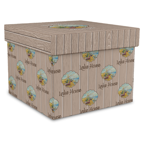 Custom Lake House Gift Box with Lid - Canvas Wrapped - X-Large (Personalized)