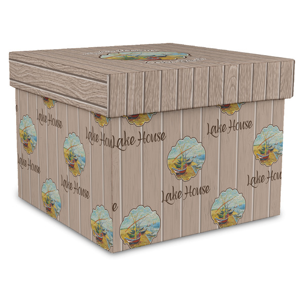 Custom Lake House Gift Box with Lid - Canvas Wrapped - XX-Large (Personalized)