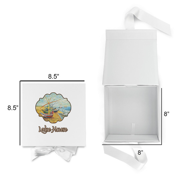 Lake House Gift Boxes with Magnetic Lid - White - Open & Closed
