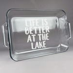 Lake House Glass Baking Dish with Truefit Lid - 13in x 9in (Personalized)