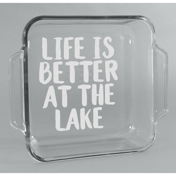 Custom Lake House Glass Cake Dish - 8in x 8in