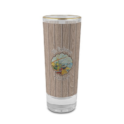 Lake House 2 oz Shot Glass -  Glass with Gold Rim - Set of 4 (Personalized)