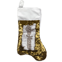 Lake House Reversible Sequin Stocking - Gold (Personalized)