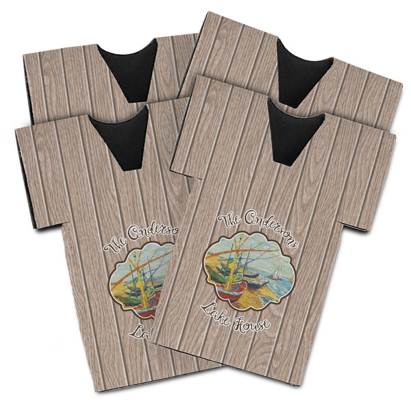Custom Lake House Jersey Bottle Cooler - Set of 4 (Personalized)