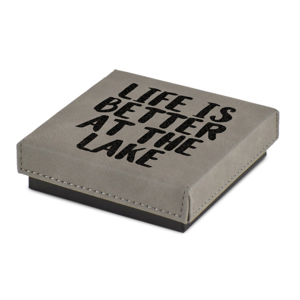 Custom Lake House Jewelry Gift Box - Engraved Leather Lid (Personalized)