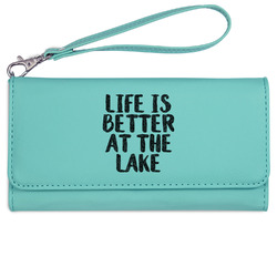 Lake House Ladies Leatherette Wallet - Laser Engraved- Teal (Personalized)