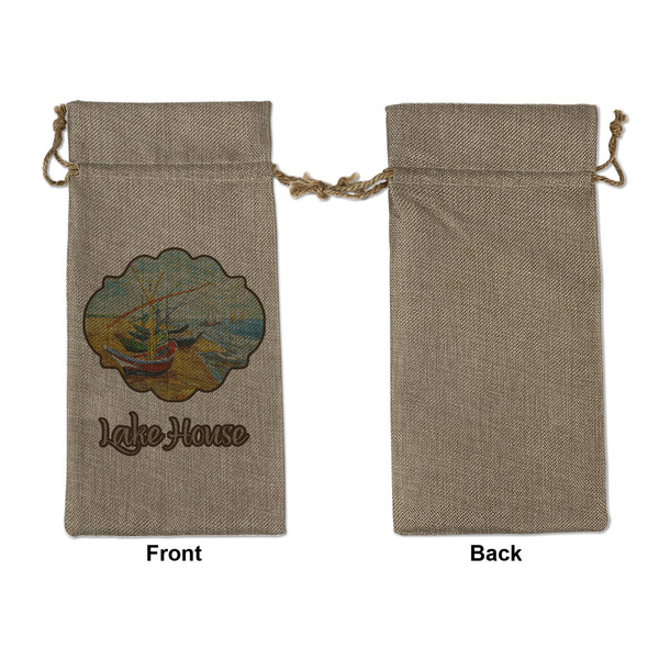 Lake House Large Burlap Gift Bags - Front Approval