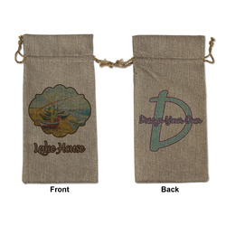 Lake House Large Burlap Gift Bag - Front & Back (Personalized)