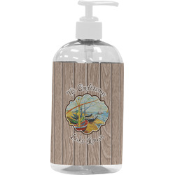 Lake House Plastic Soap / Lotion Dispenser (16 oz - Large - White) (Personalized)