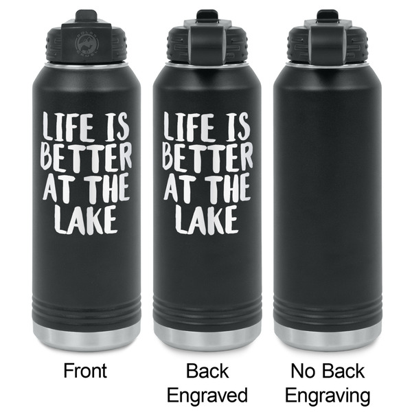 Lake House Laser Engraved Water Bottles - 2 Styles - Front & Back View