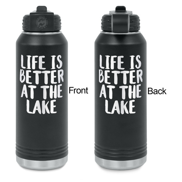Lake House Laser Engraved Water Bottles - Front & Back Engraving - Front & Back View