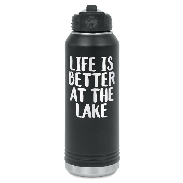 Custom Lake House Water Bottle - Laser Engraved - Front (Personalized)