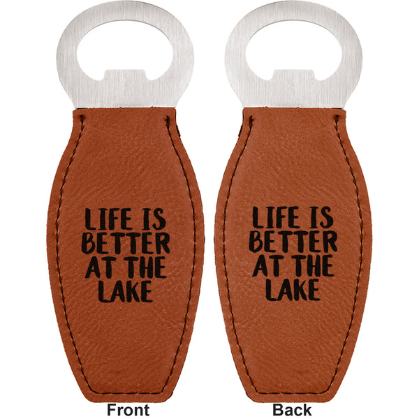Lake House Leather Bar Bottle Opener - Front and Back